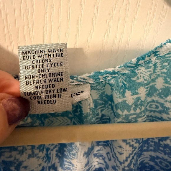 Catherines Blue Green Boho Print Blouse - Picture 6 of 10